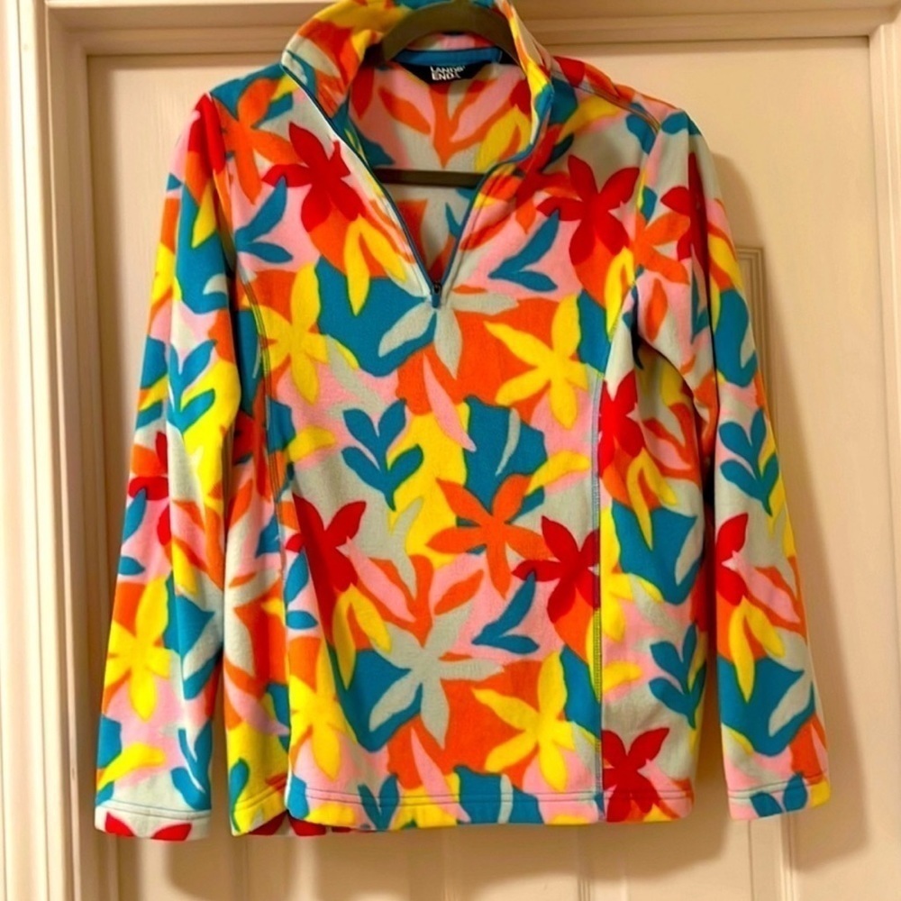 Lands End Colorful Graphic Floral Fleece -  Women’s XL - Great Condition‼️ - Picture 2 of 4